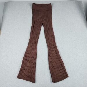 Urban Weekend Pants Womens Medium Brown Cable Knitted Flared Leg High Waisted